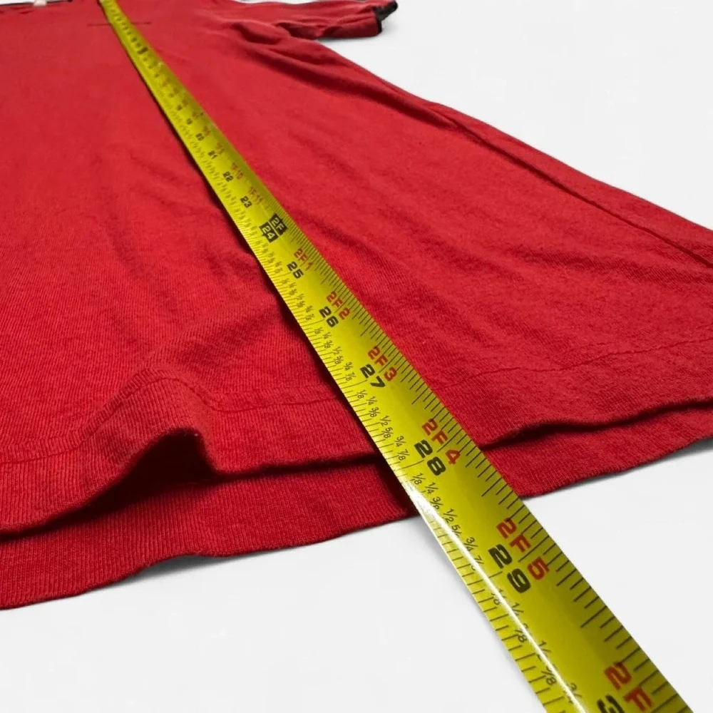 Guess Jeans Los Angeles Mens Red V-Neck T-Shirt Small Black Trim Logo Tee - Picture 6 of 8